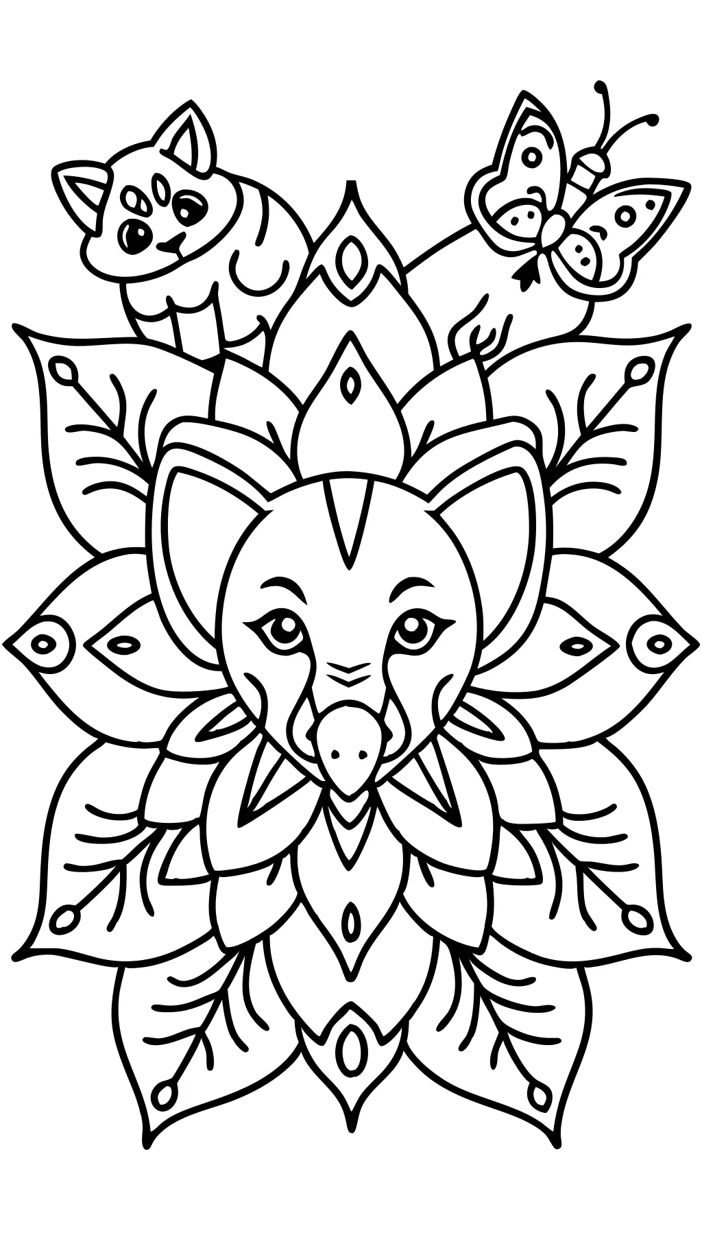 animal fácil para colorear de mandala